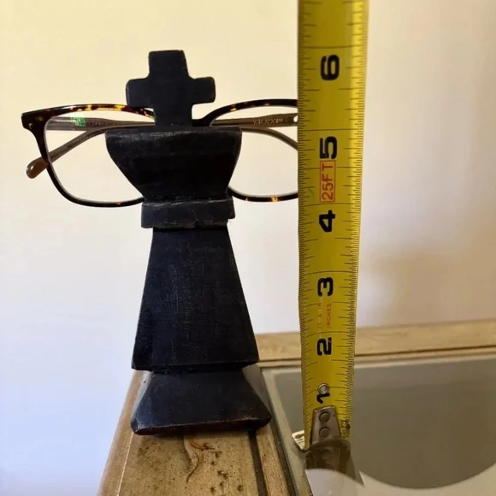 eyeglass holder Black wooden tower stand